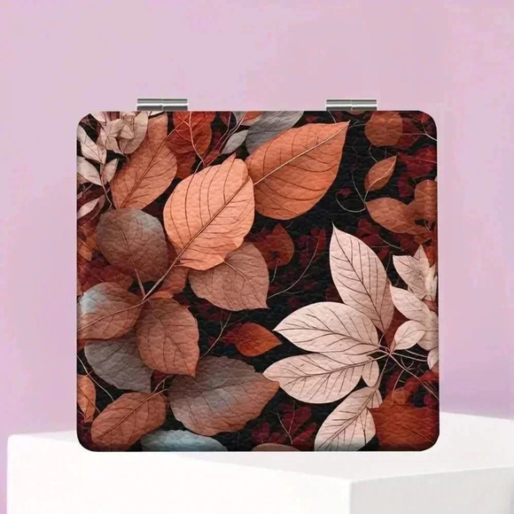 Other - Faux Leather Handheld Folding Mirror